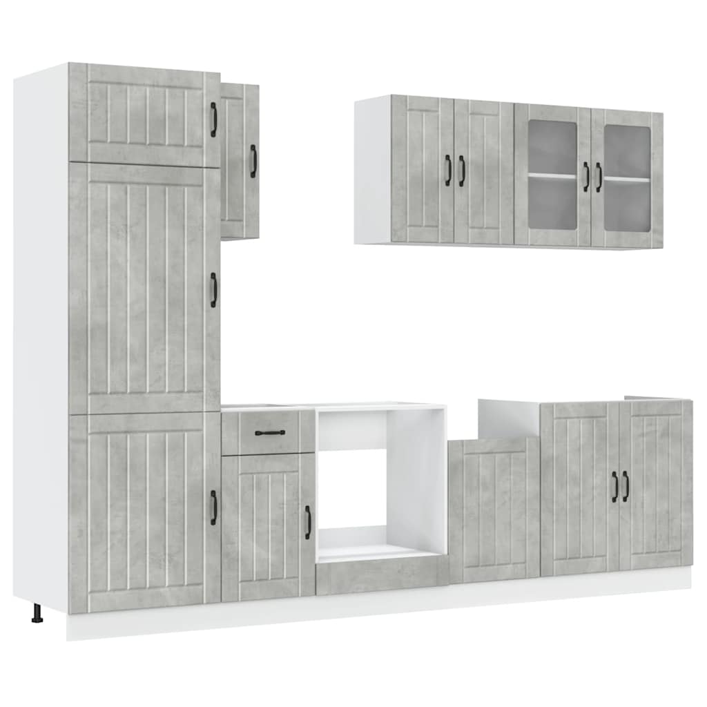 vidaXL 8 Piece Kitchen Cabinet Set Kalmar Concrete Grey Engineered Wood