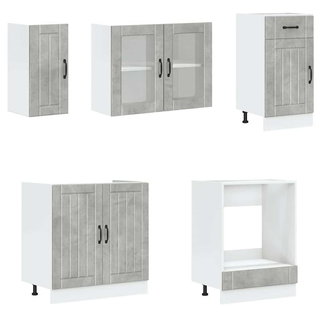 vidaXL 8 Piece Kitchen Cabinet Set Kalmar Concrete Grey Engineered Wood