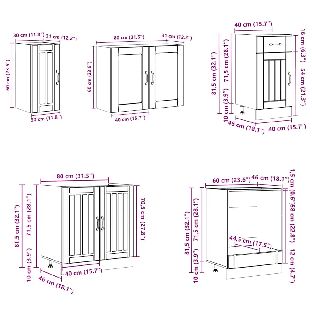 vidaXL 8 Piece Kitchen Cabinet Set Kalmar Concrete Grey Engineered Wood