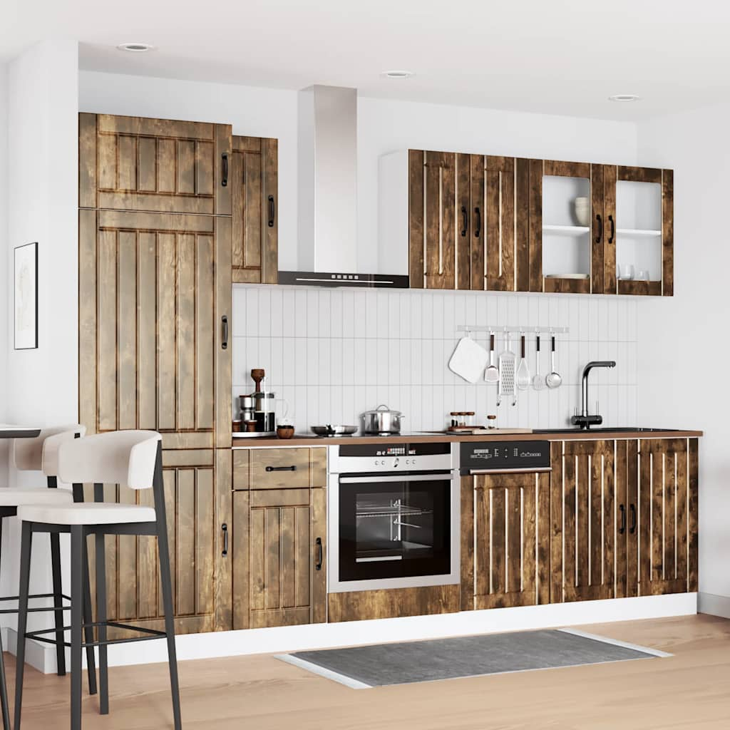 vidaXL 8 Piece Kitchen Cabinet Set Kalmar Smoked Oak Engineered Wood