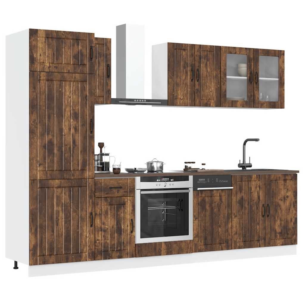 vidaXL 8 Piece Kitchen Cabinet Set Kalmar Smoked Oak Engineered Wood