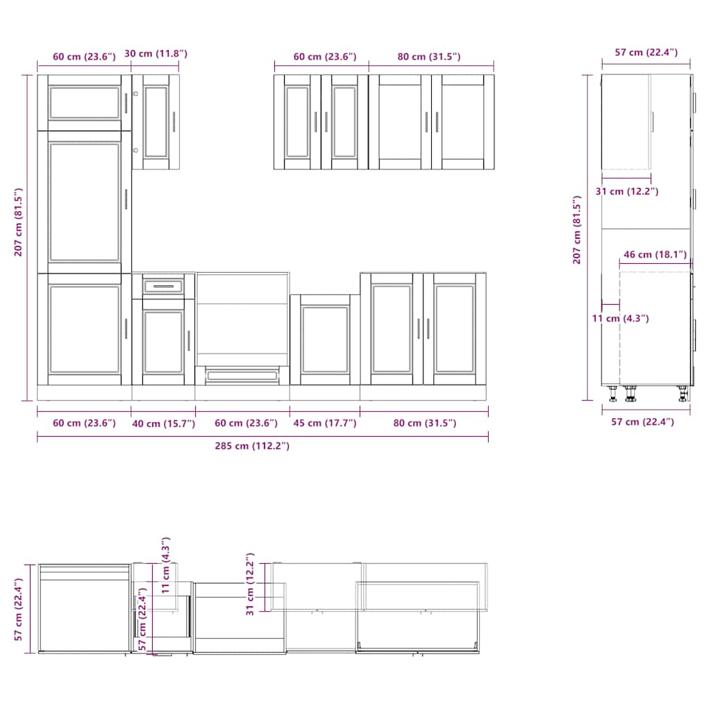 vidaXL 8 Piece Kitchen Cabinet Set Kalmar White Engineered Wood