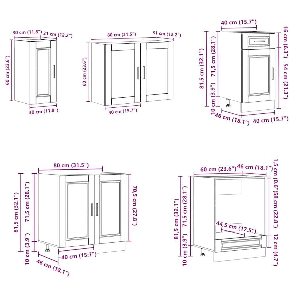 vidaXL 8 Piece Kitchen Cabinet Set Kalmar White Engineered Wood