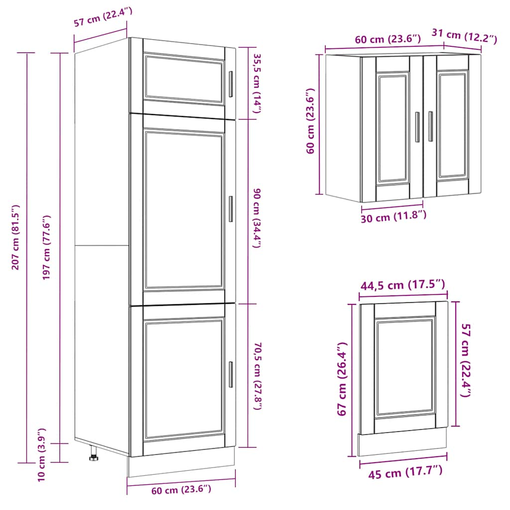 vidaXL 8 Piece Kitchen Cabinet Set Kalmar Black Engineered Wood