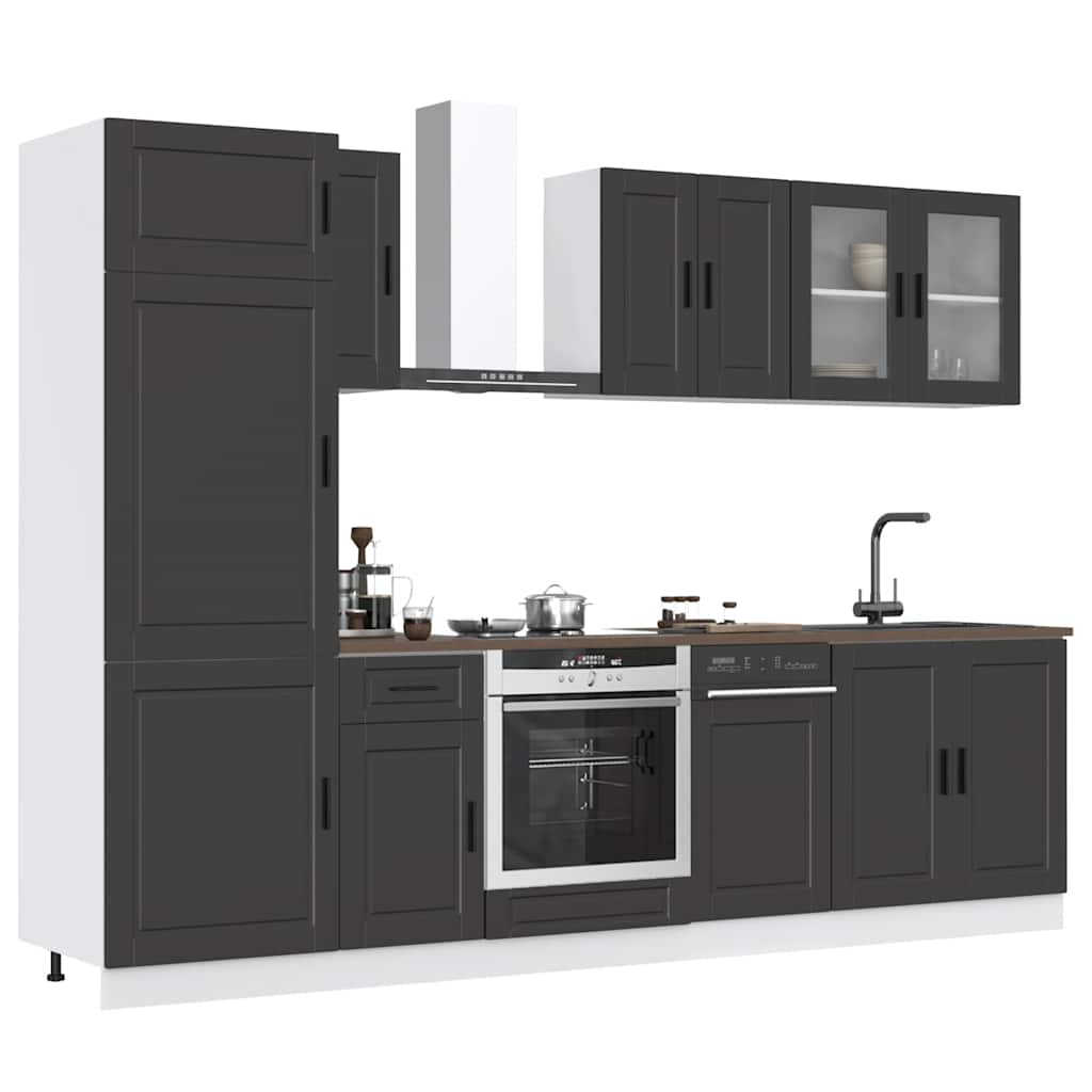 vidaXL 8 Piece Kitchen Cabinet Set Kalmar Black Engineered Wood