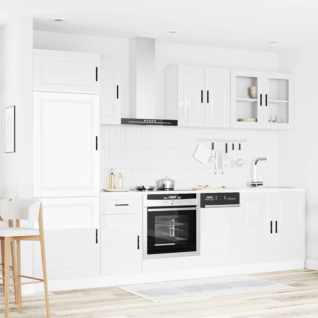 vidaXL 8 Piece Kitchen Cabinet Set Kalmar High Gloss White Engineered Wood