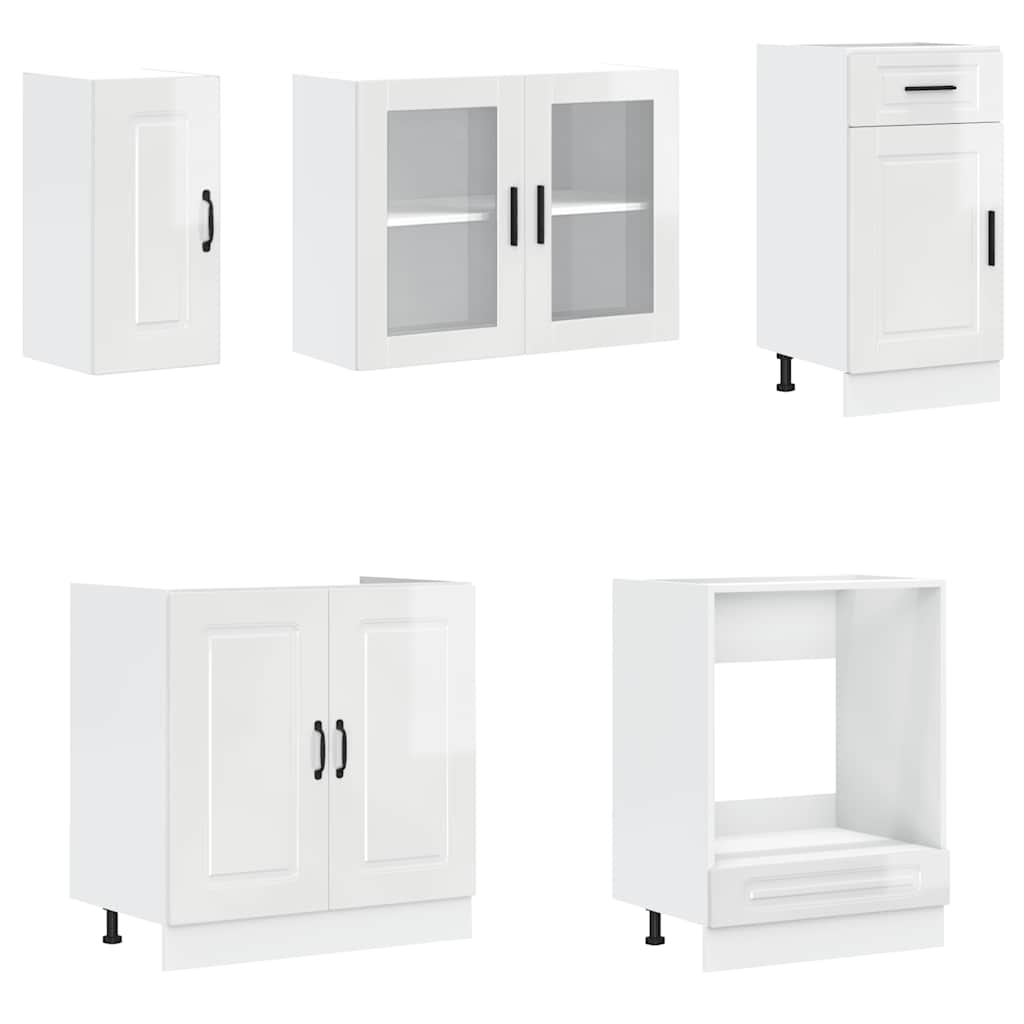 vidaXL 8 Piece Kitchen Cabinet Set Kalmar High Gloss White Engineered Wood