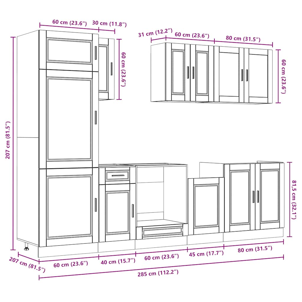 vidaXL 8 Piece Kitchen Cabinet Set Kalmar High Gloss White Engineered Wood