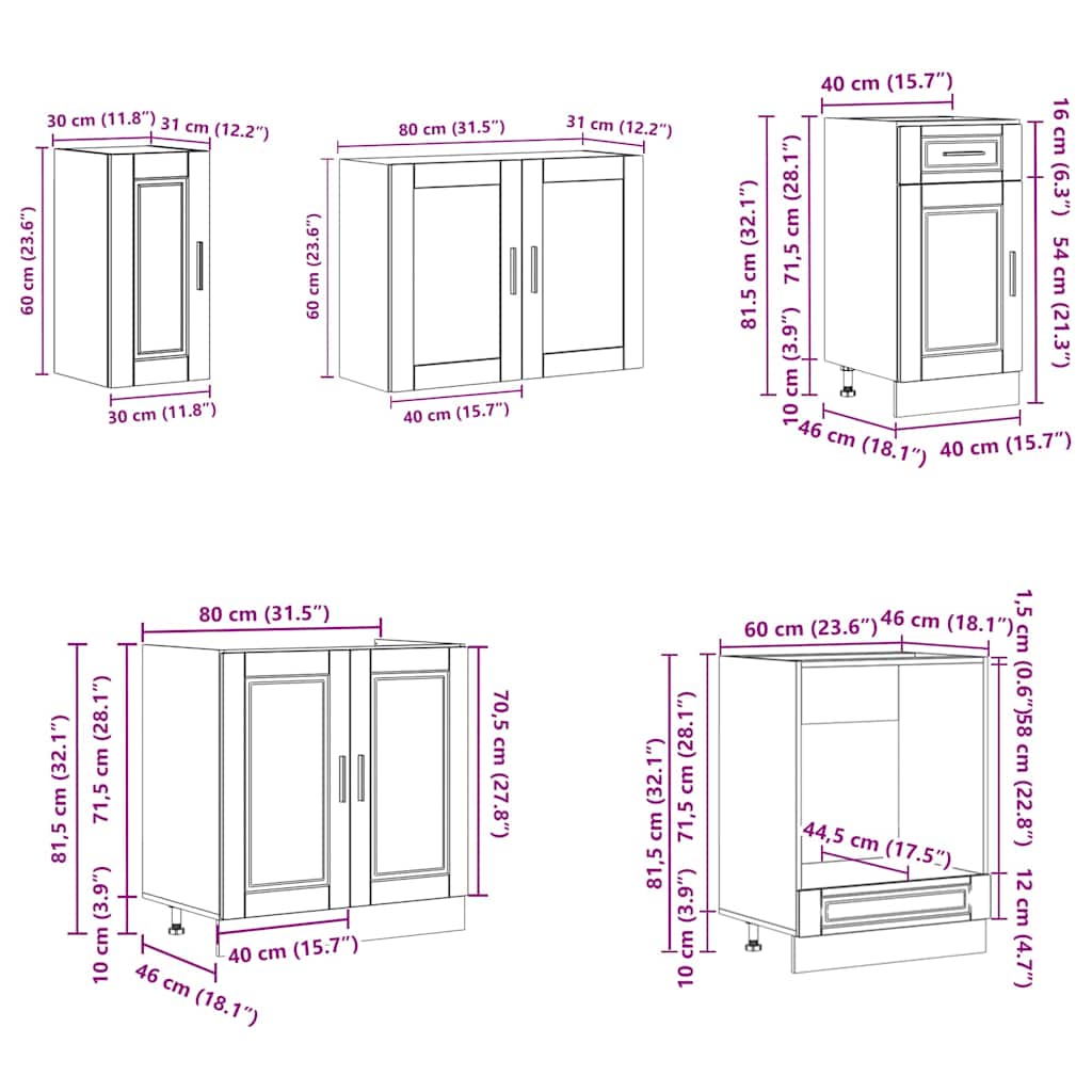 8 Piece Kitchen Cabinet Set Porto Sonoma Oak Engineered Wood