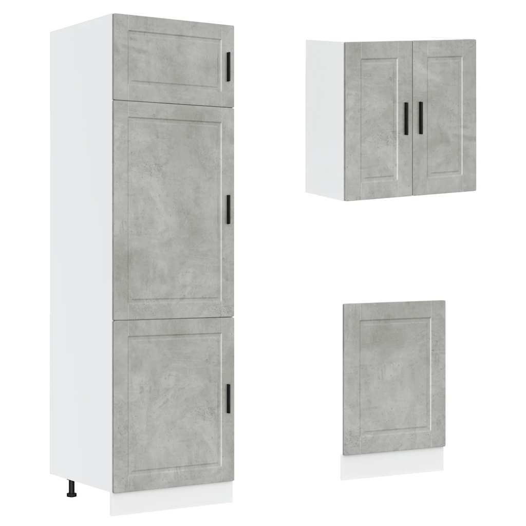 8 Piece Kitchen Cabinet Set Kalmar Concrete Grey Engineered Wood