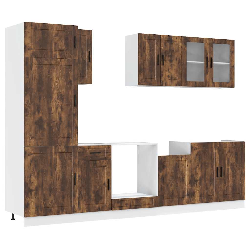 8 Piece Kitchen Cabinet Set Porto Smoked Oak Engineered Wood