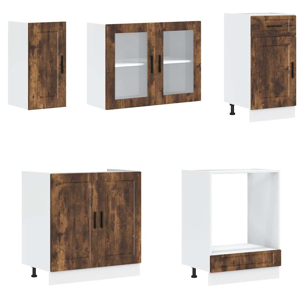 8 Piece Kitchen Cabinet Set Porto Smoked Oak Engineered Wood