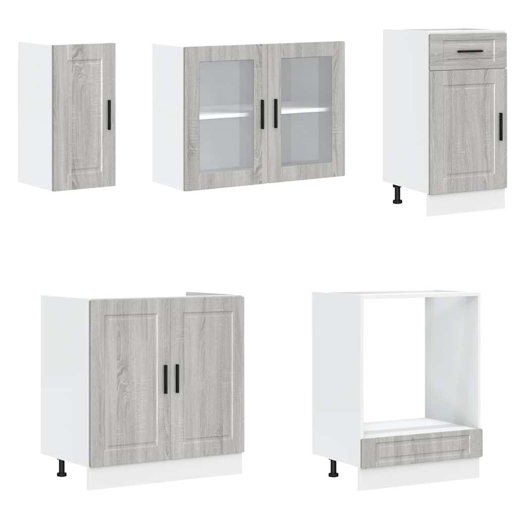 8 Piece Kitchen Cabinet Set Kalmar Grey Sonoma Engineered Wood