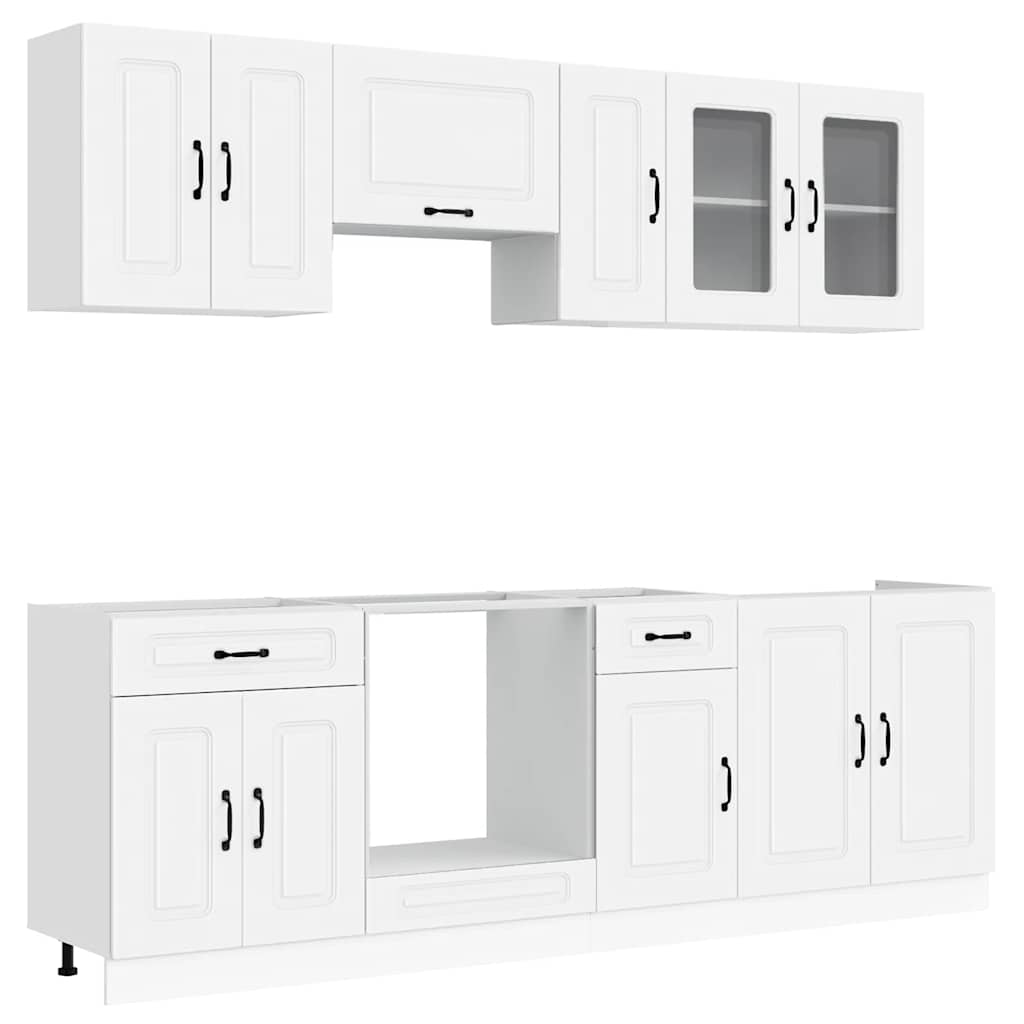 8 Piece Kitchen Cabinet Set Kalmar White Engineered Wood