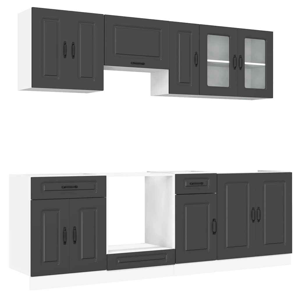 8 Piece Kitchen Cabinet Set Kalmar Black Engineered Wood