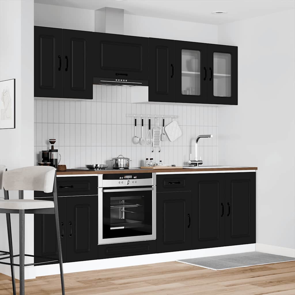 8 Piece Kitchen Cabinet Set Kalmar Black Engineered Wood