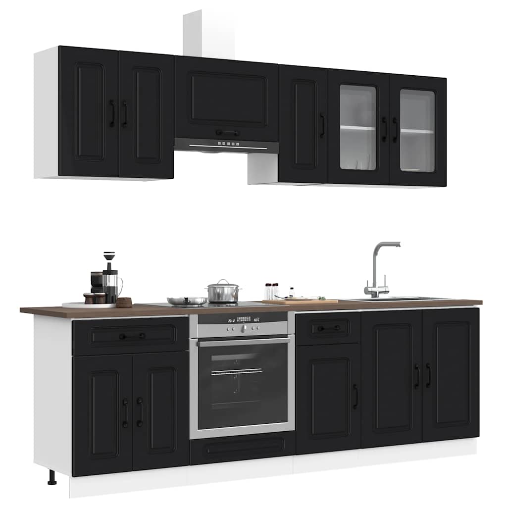 8 Piece Kitchen Cabinet Set Kalmar Black Engineered Wood
