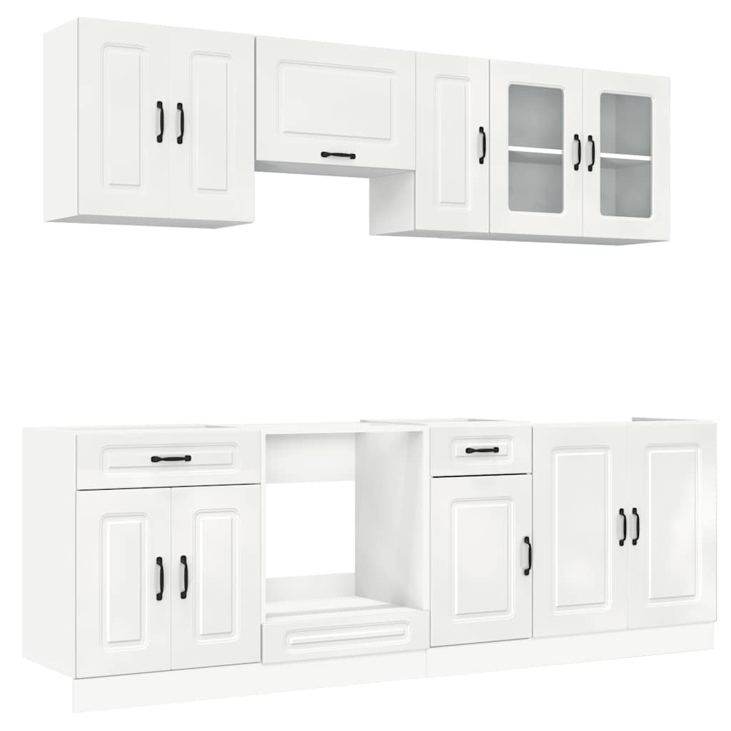 vidaXL 8 Piece Kitchen Cabinet Set Kalmar High Gloss White Engineered Wood