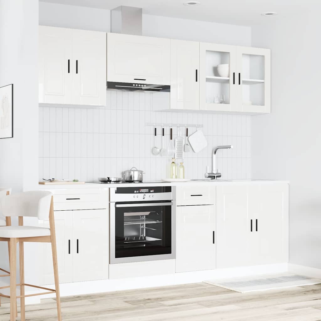 vidaXL 8 Piece Kitchen Cabinet Set Kalmar High Gloss White Engineered Wood