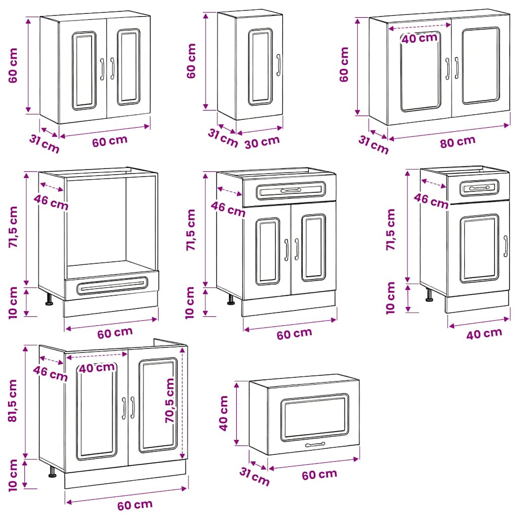 8 Piece Kitchen Cabinet Set Kalmar Sonoma Oak Engineered Wood