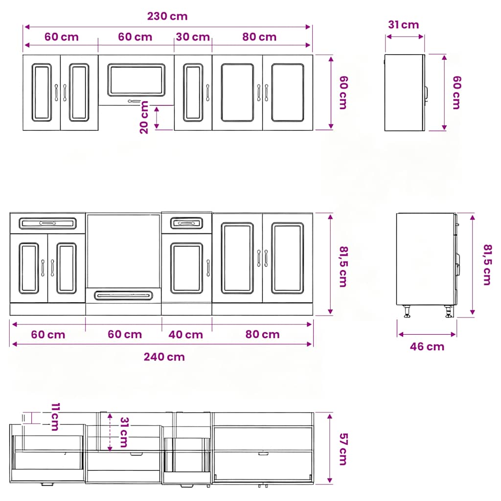 8 Piece Kitchen Cabinet Set Kalmar Concrete Grey Engineered Wood