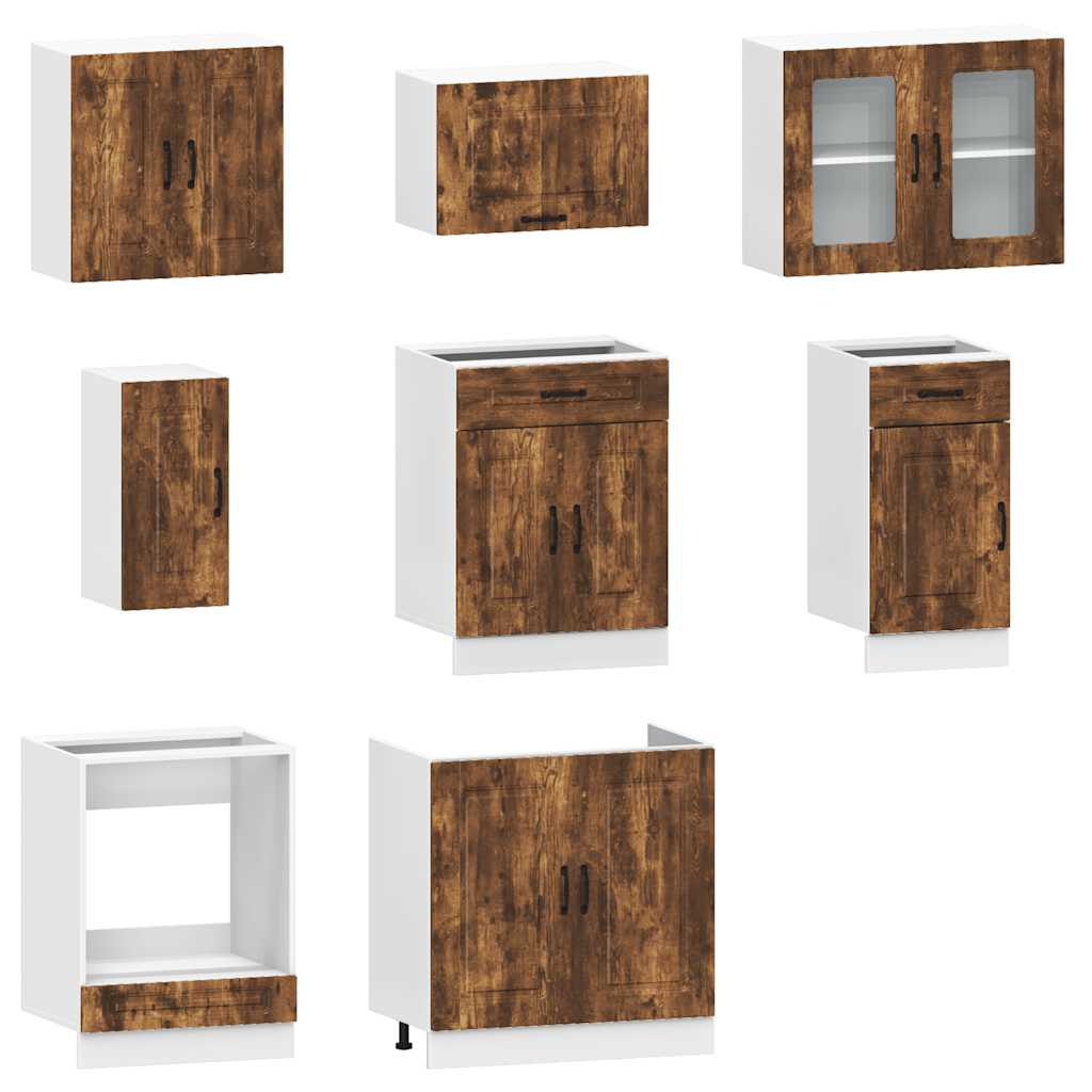 vidaXL 8 Piece Kitchen Cabinet Set Kalmar Smoked Oak Engineered Wood