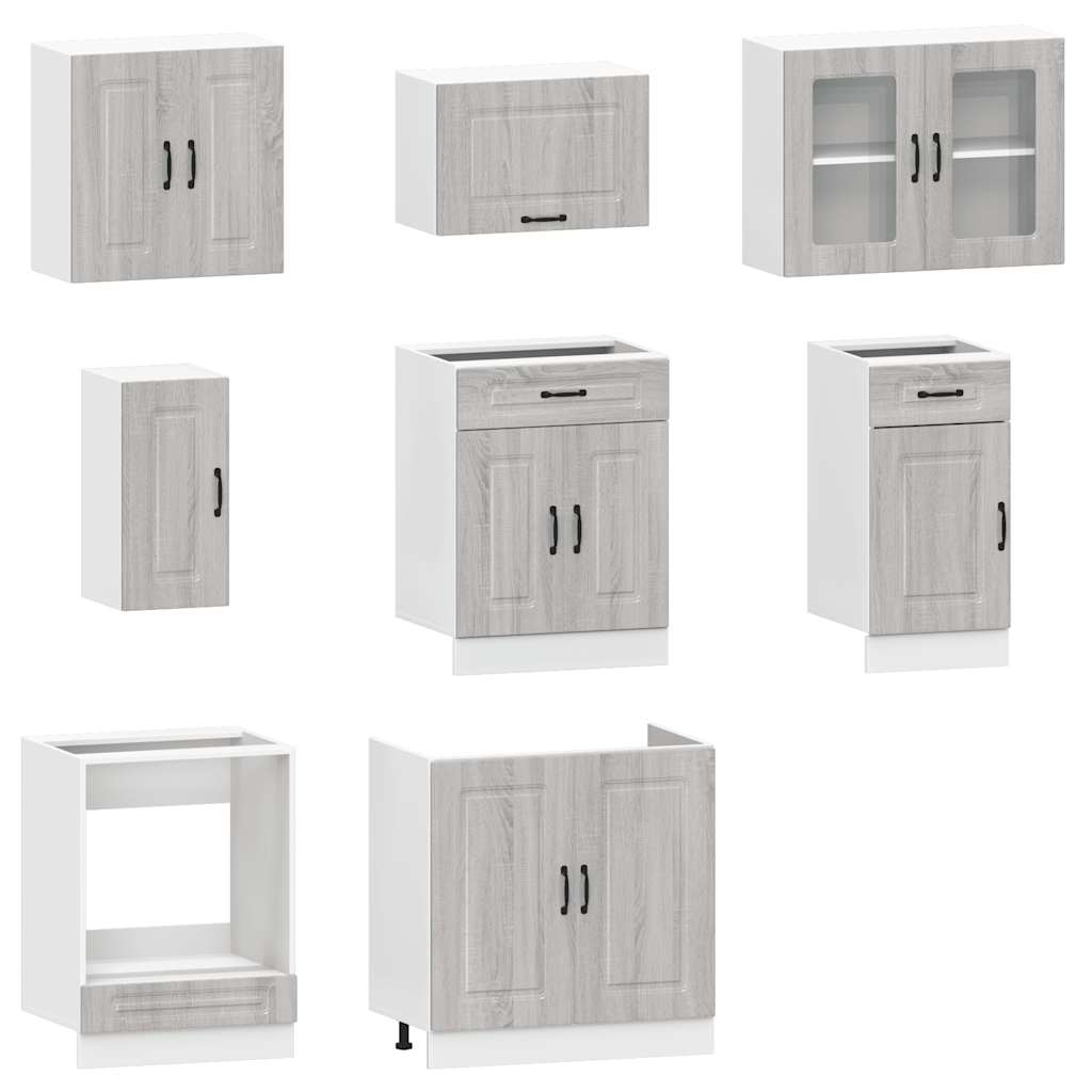 vidaXL 8 Piece Kitchen Cabinet Set Kalmar Grey Sonoma Engineered Wood