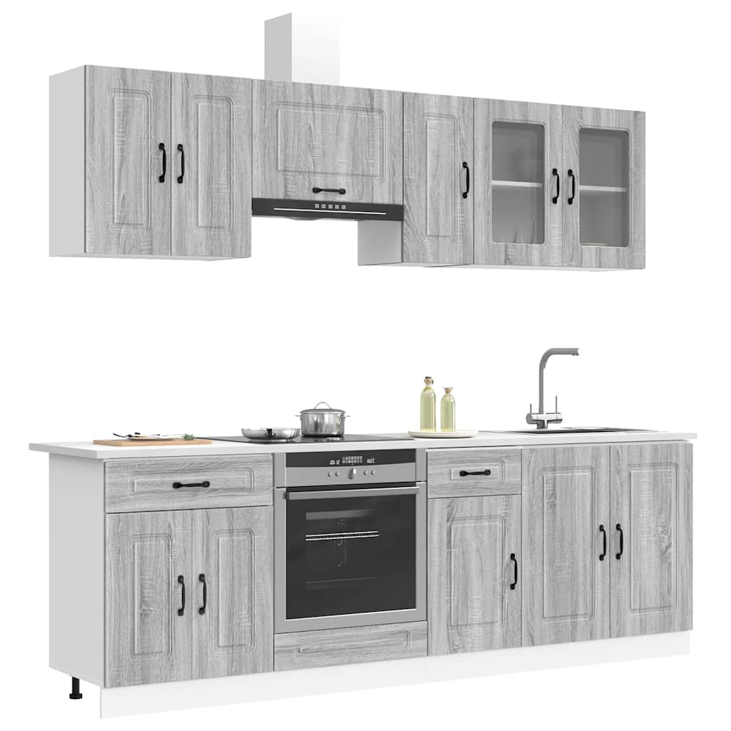 8 Piece Kitchen Cabinet Set Kalmar Grey Sonoma Engineered Wood