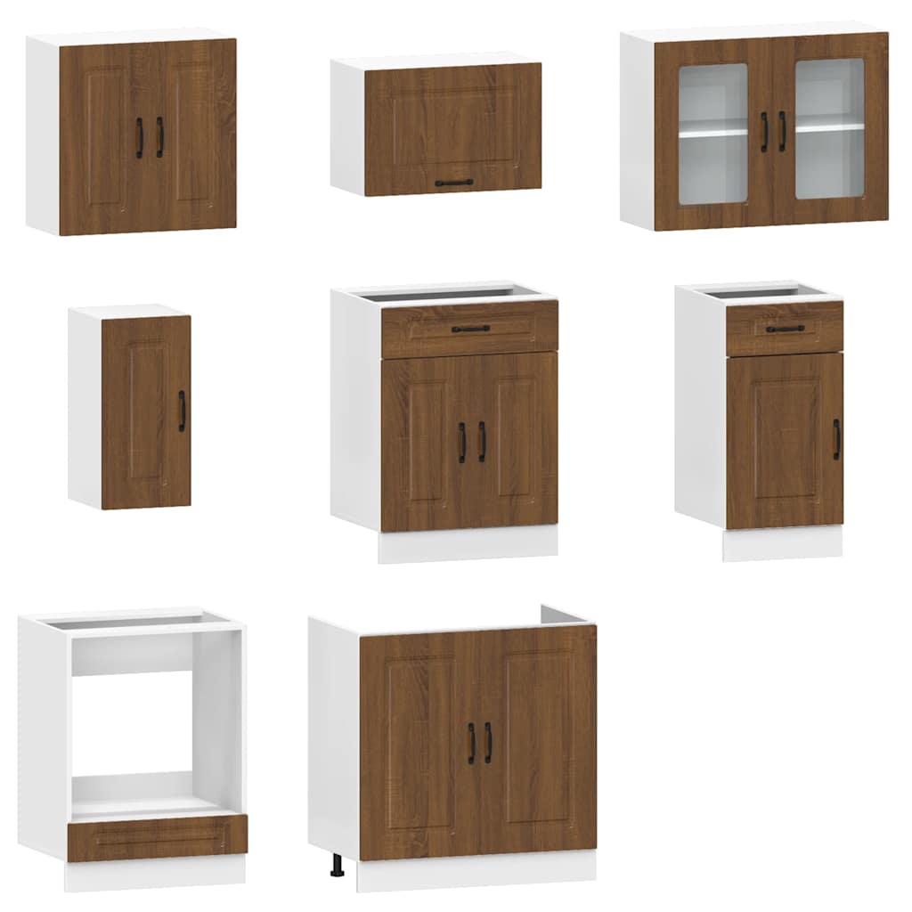 vidaXL 8 Piece Kitchen Cabinet Set Kalmar Brown Oak Engineered Wood