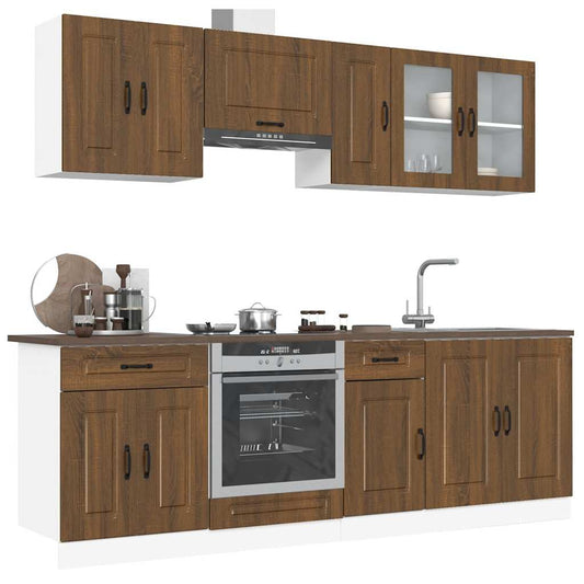 vidaXL 8 Piece Kitchen Cabinet Set Kalmar Brown Oak Engineered Wood