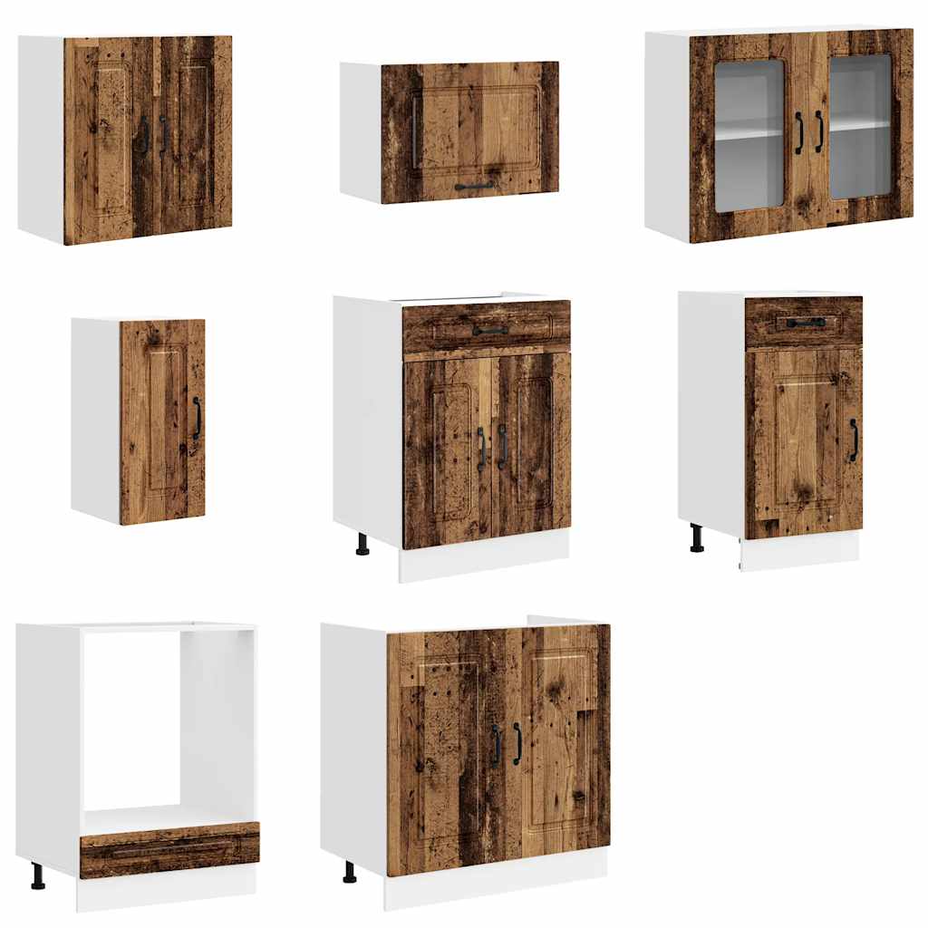 8 Piece Kitchen Cabinet Set Kalmar Old Wood Engineered Wood