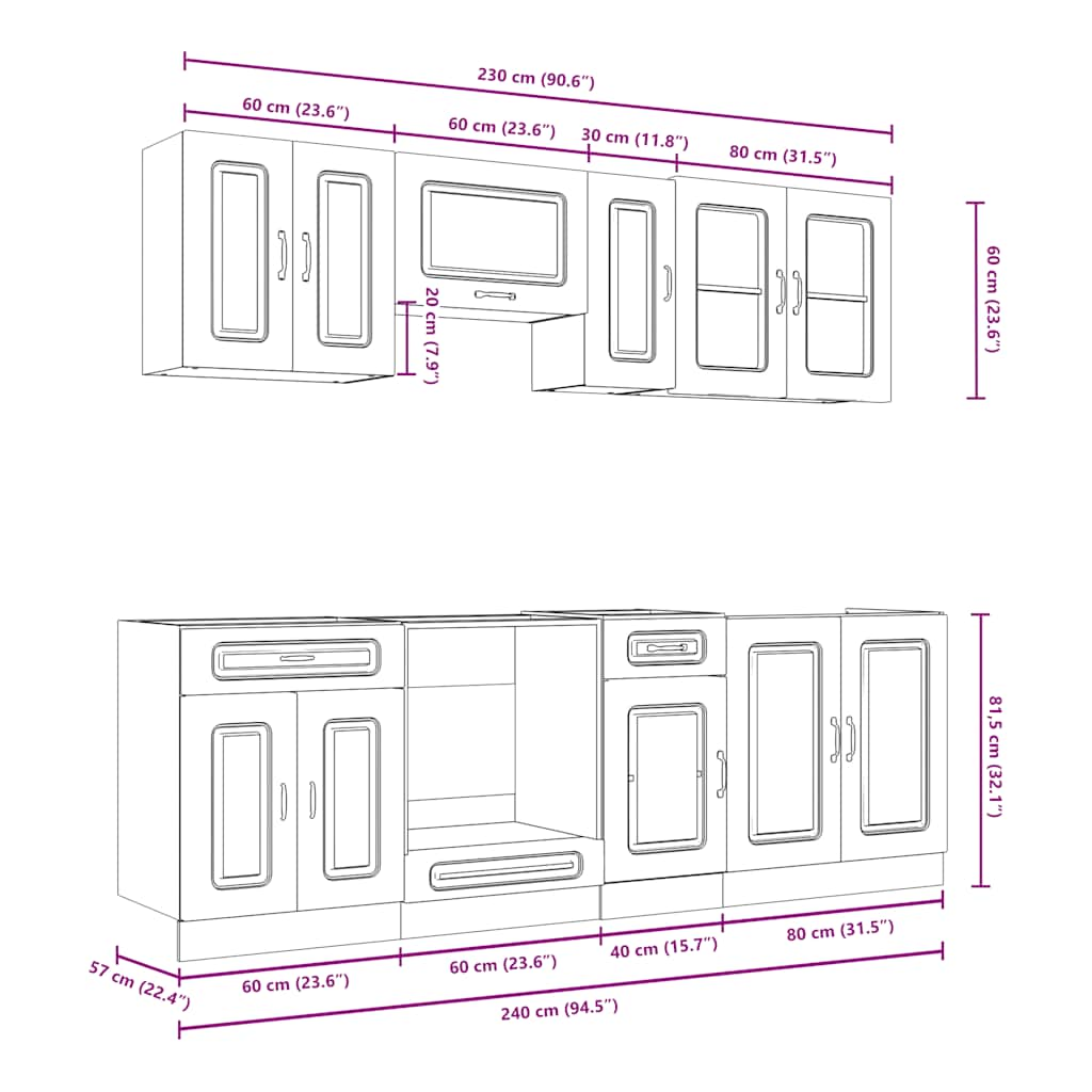 vidaXL 8 Piece Kitchen Cabinet Set Kalmar Old Wood Engineered Wood