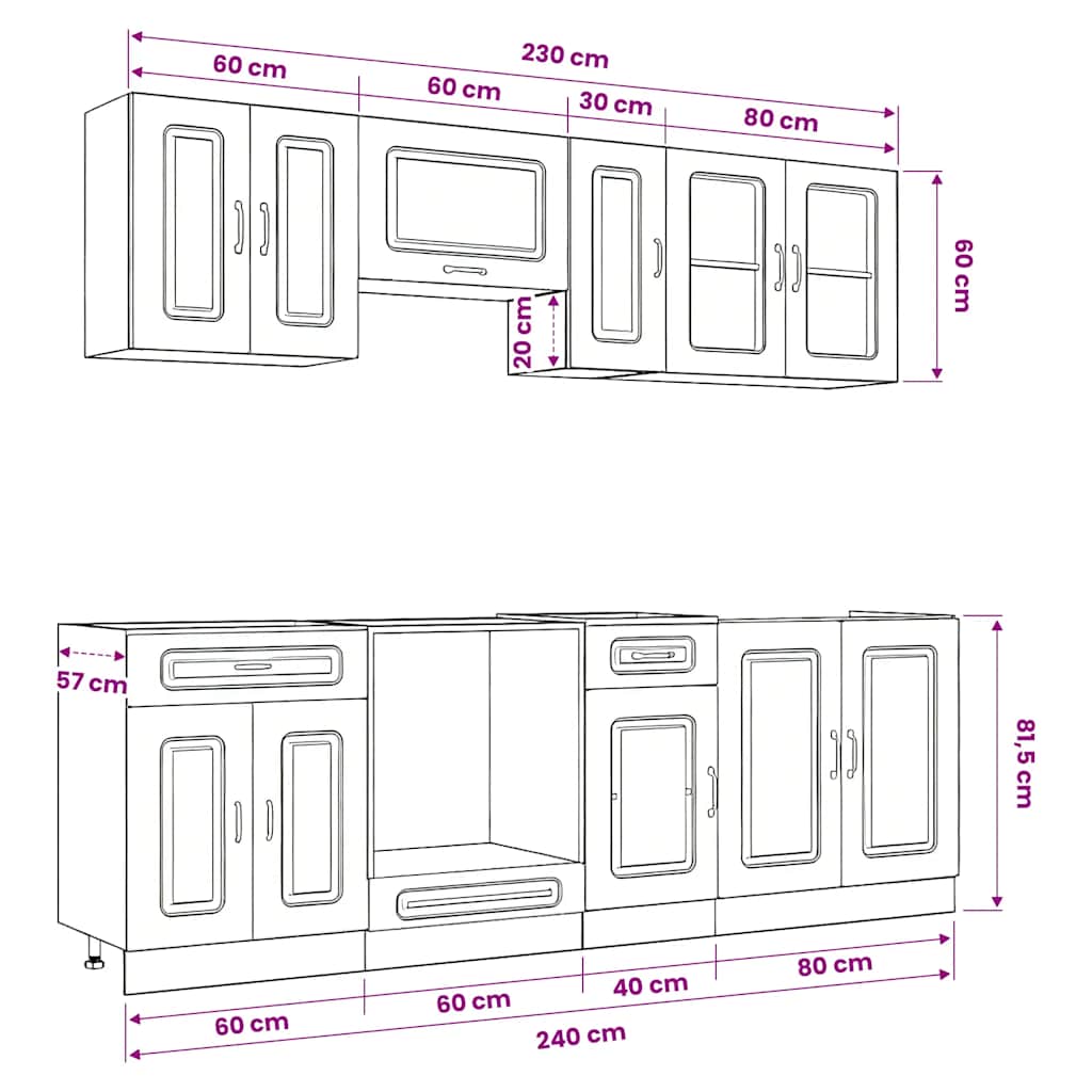 8 Piece Kitchen Cabinet Set Kalmar Artisan Oak Engineered Wood