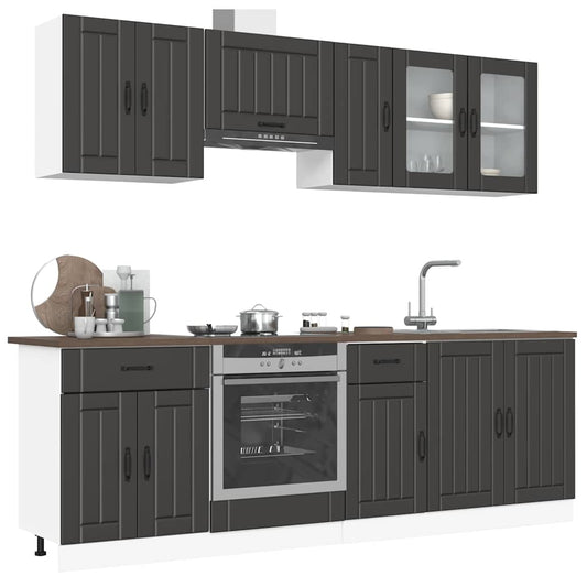 vidaXL 8 Piece Kitchen Cabinet Set Kalmar Black Engineered Wood