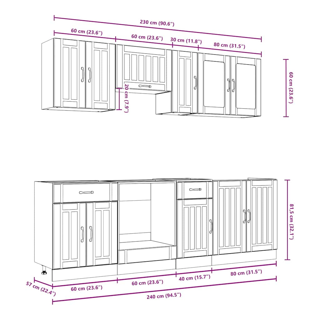 vidaXL 8 Piece Kitchen Cabinet Set Kalmar Sonoma Oak Engineered Wood