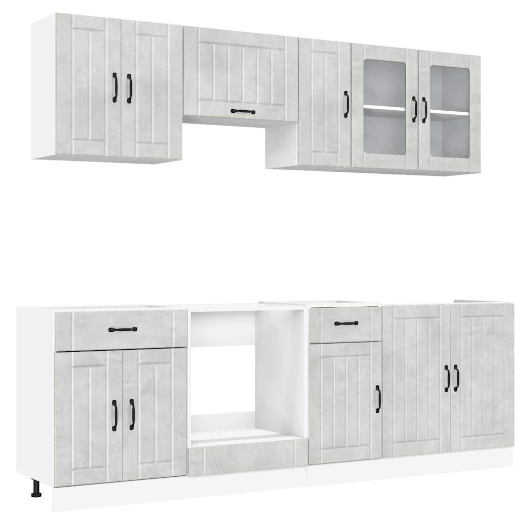 vidaXL 8 Piece Kitchen Cabinet Set Kalmar Concrete Grey Engineered Wood