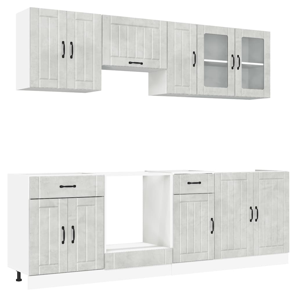 8 Piece Kitchen Cabinet Set Lucca Concrete Grey Engineered Wood