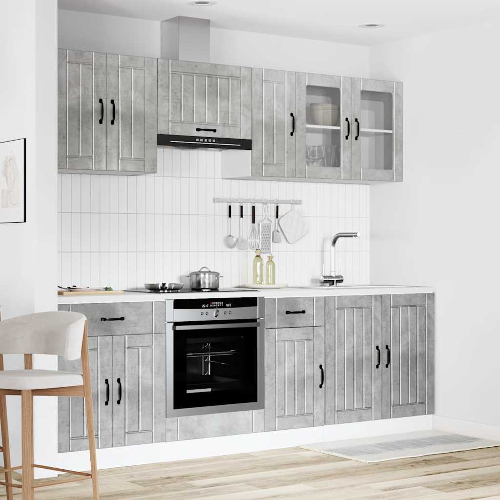 8 Piece Kitchen Cabinet Set Lucca Concrete Grey Engineered Wood