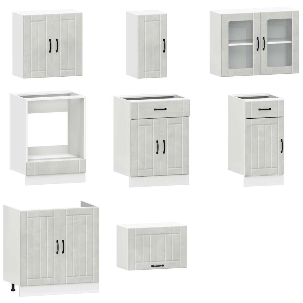 vidaXL 8 Piece Kitchen Cabinet Set Kalmar Concrete Grey Engineered Wood