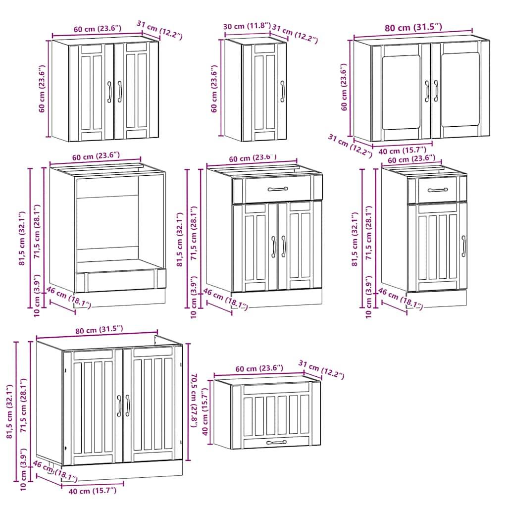 vidaXL 8 Piece Kitchen Cabinet Set Kalmar Concrete Grey Engineered Wood