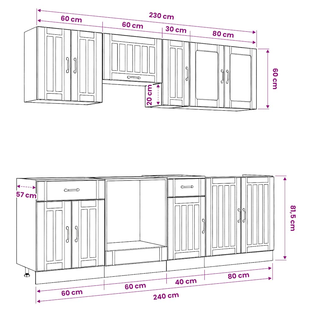 8 Piece Kitchen Cabinet Set Lucca Concrete Grey Engineered Wood