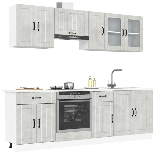 vidaXL 8 Piece Kitchen Cabinet Set Kalmar Concrete Grey Engineered Wood