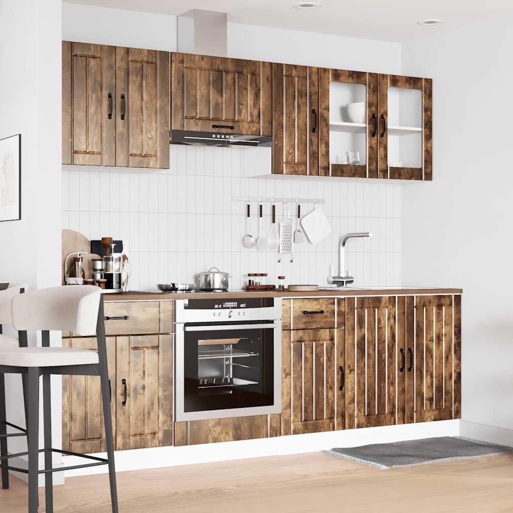 vidaXL 8 Piece Kitchen Cabinet Set Kalmar Smoked Oak Engineered Wood