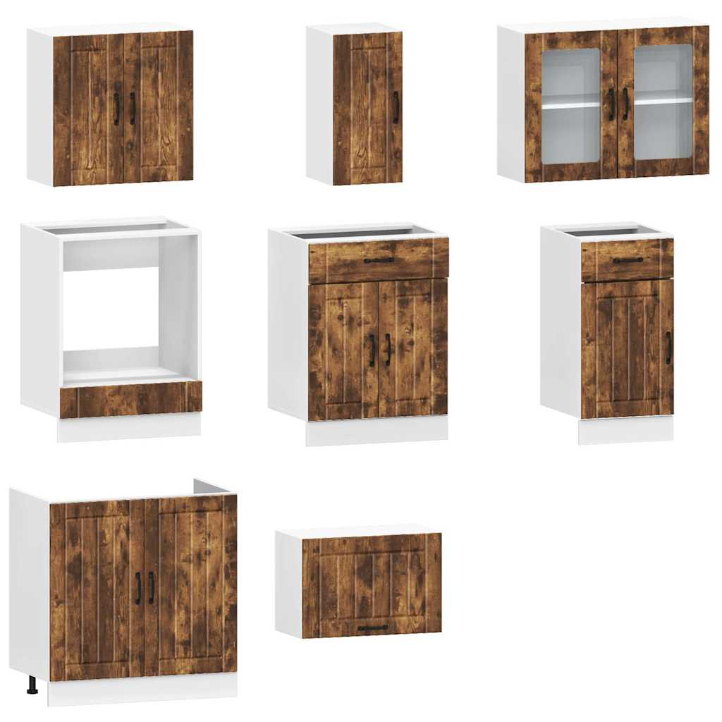 vidaXL 8 Piece Kitchen Cabinet Set Kalmar Smoked Oak Engineered Wood