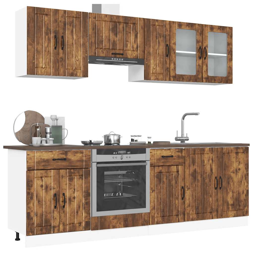 vidaXL 8 Piece Kitchen Cabinet Set Kalmar Smoked Oak Engineered Wood