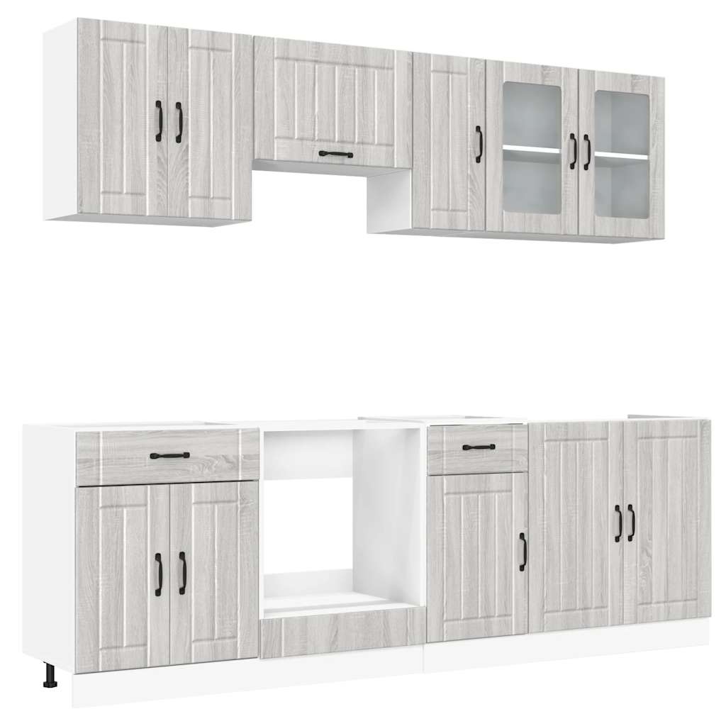 vidaXL 8 Piece Kitchen Cabinet Set Kalmar Grey Sonoma Engineered Wood