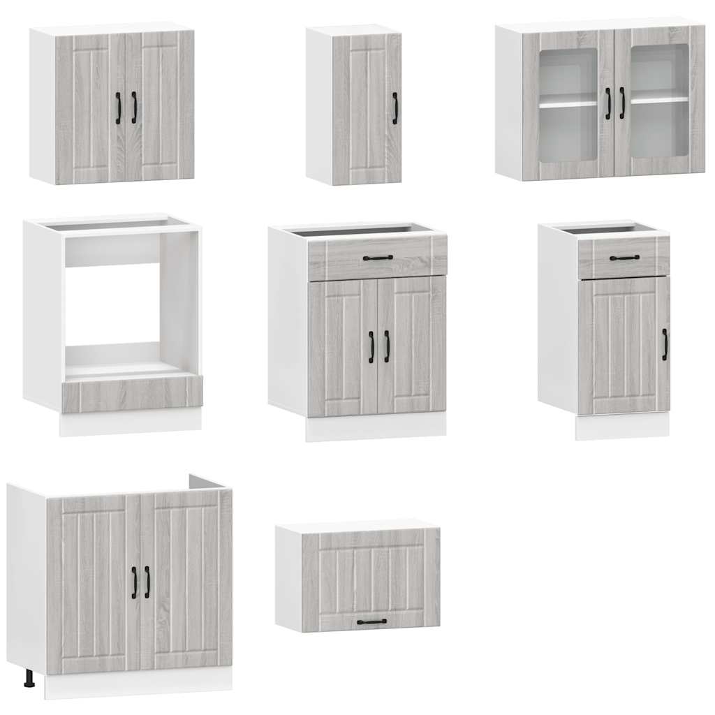 vidaXL 8 Piece Kitchen Cabinet Set Kalmar Grey Sonoma Engineered Wood