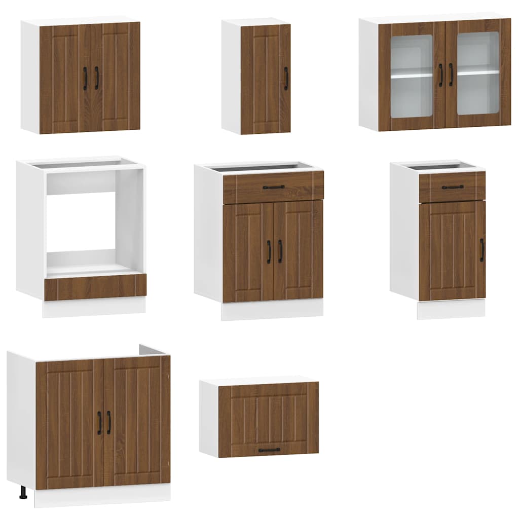 vidaXL 8 Piece Kitchen Cabinet Set Kalmar Brown Oak Engineered Wood