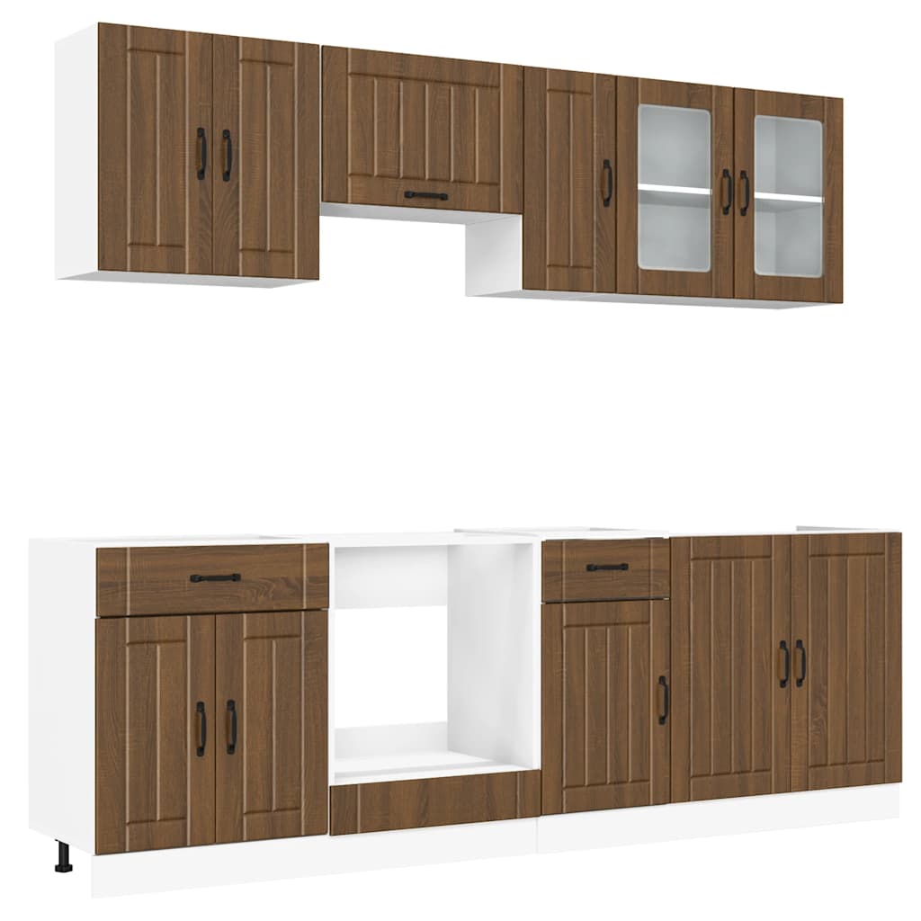 vidaXL 8 Piece Kitchen Cabinet Set Kalmar Brown Oak Engineered Wood