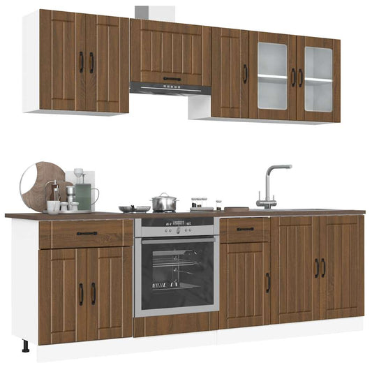 vidaXL 8 Piece Kitchen Cabinet Set Kalmar Brown Oak Engineered Wood